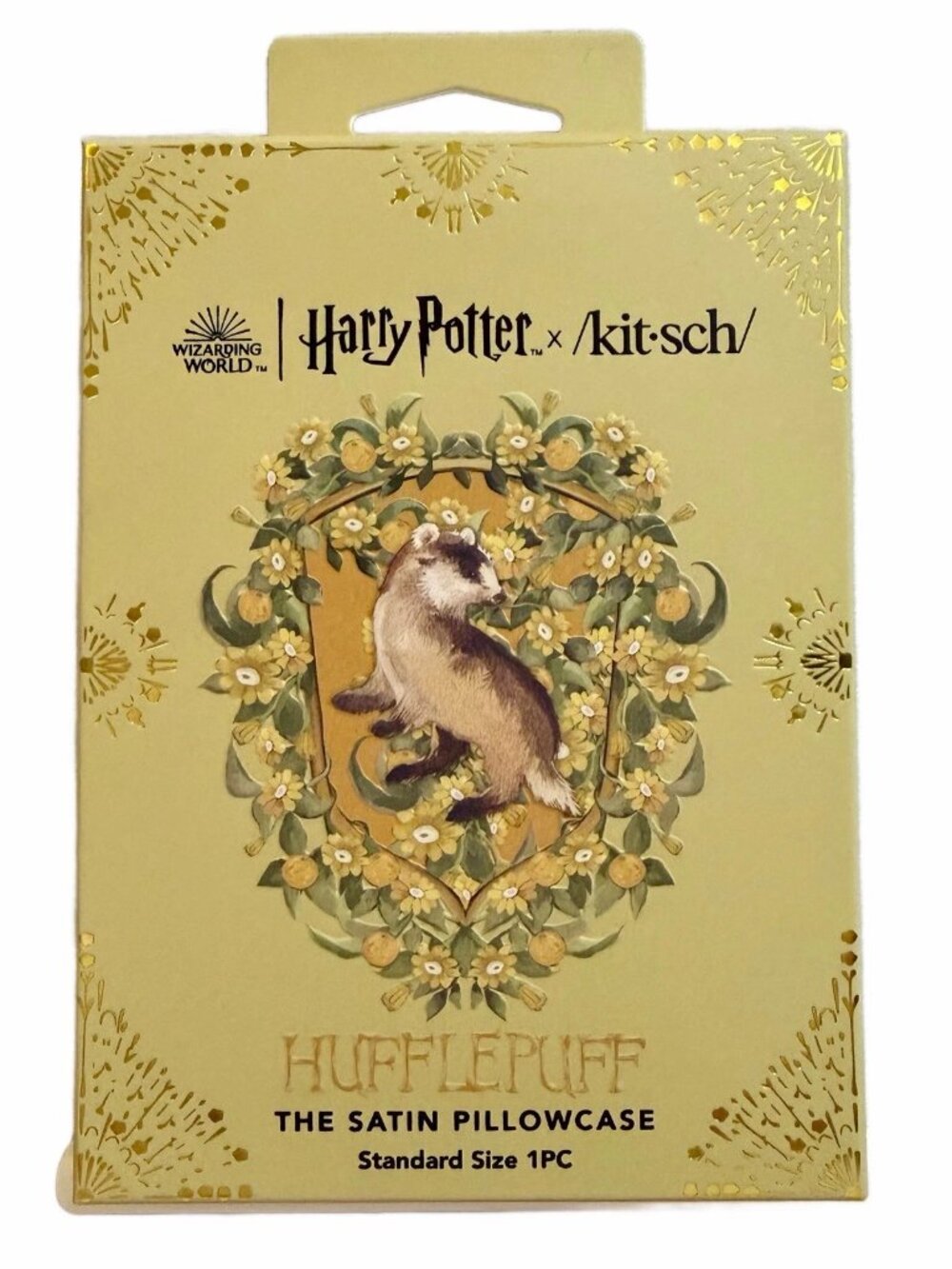 Kitsch x Harry Potter Hufflepuff Satin Zipper Pillowcase Standard/Queen New